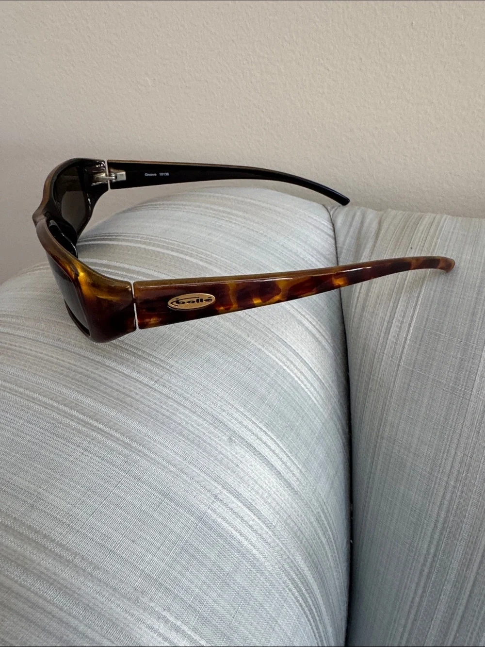 Bollé “Groove”Tortoiseshell Frame Sunglasses with Dark Amber Lenses